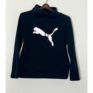Puma Mock Neck Sweatshirt Women's Medium Black Gym Athleisure‎ Metallic Workout